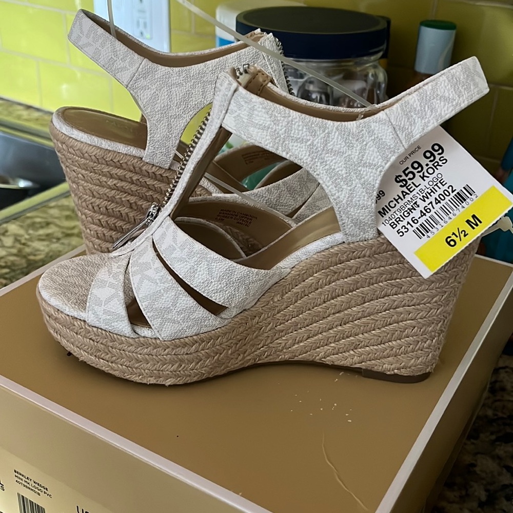 Bright white Michael kors wedges